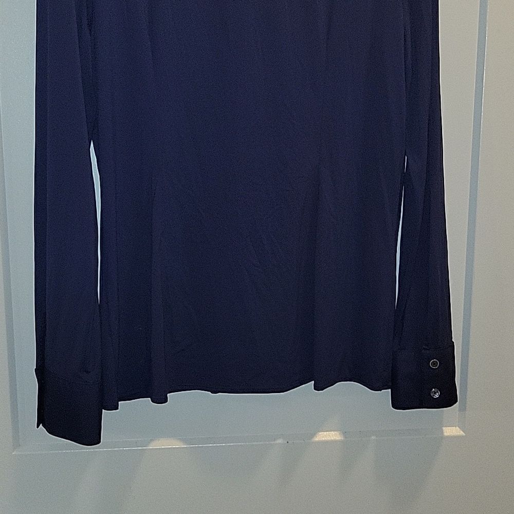 Luxeire The Classic Button Up Blouse Top shirt Navy XL - Picture 6 of 12